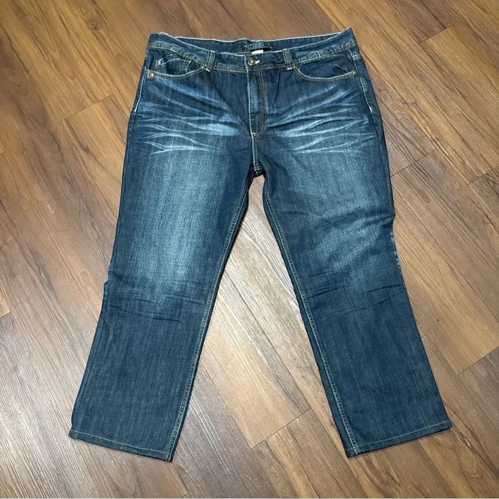 Level 7 Men's Dark Wash Straight Jeans 42x34 Grunge Y2K